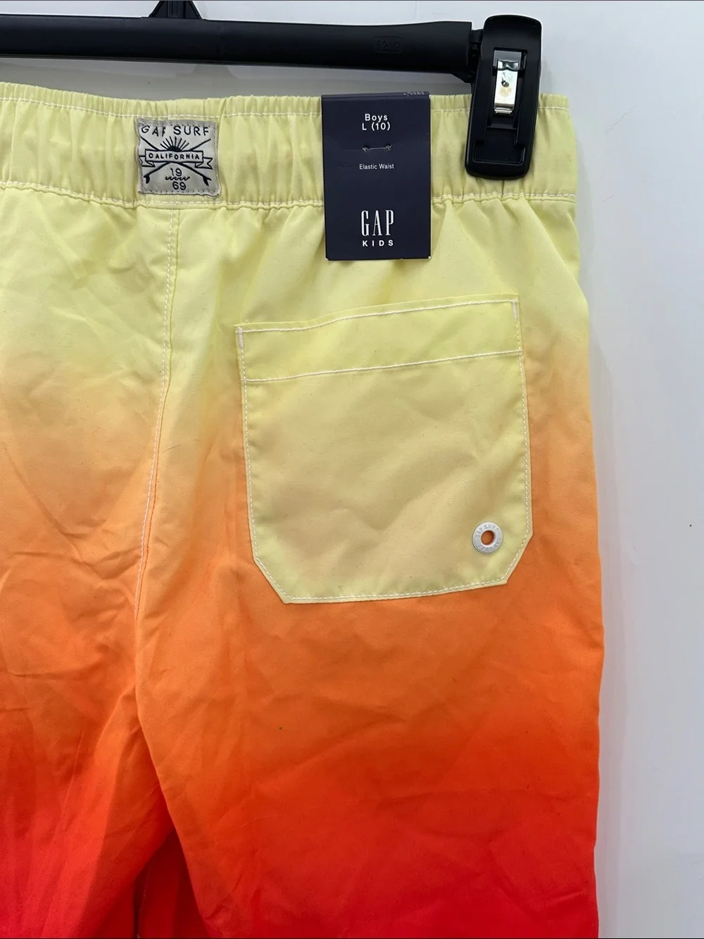 GAP Kids Swim Trunks 6” NEW Dip Dye Ombré Yellow Orange Boys Size 10